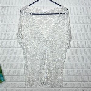 Say What White Lace Button-Up Top
